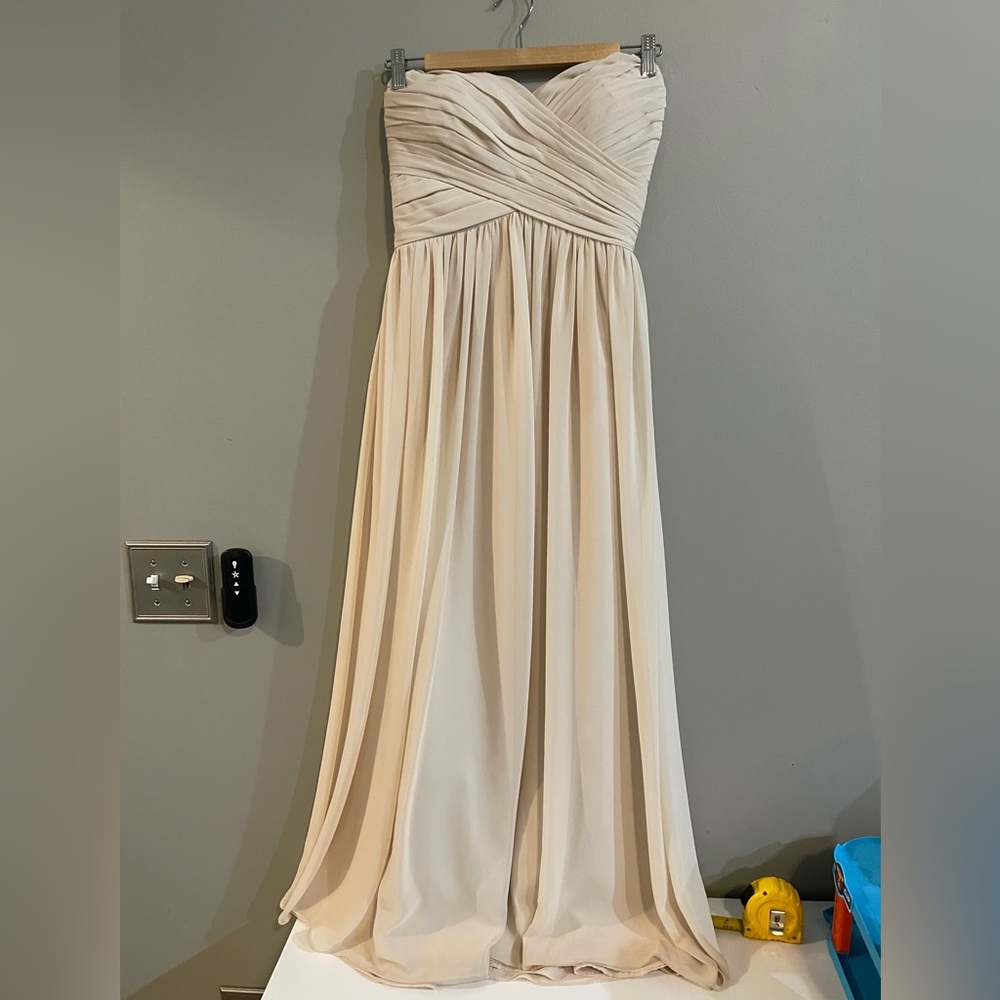 Bill Levkoff Cream Strapless Formal Dress